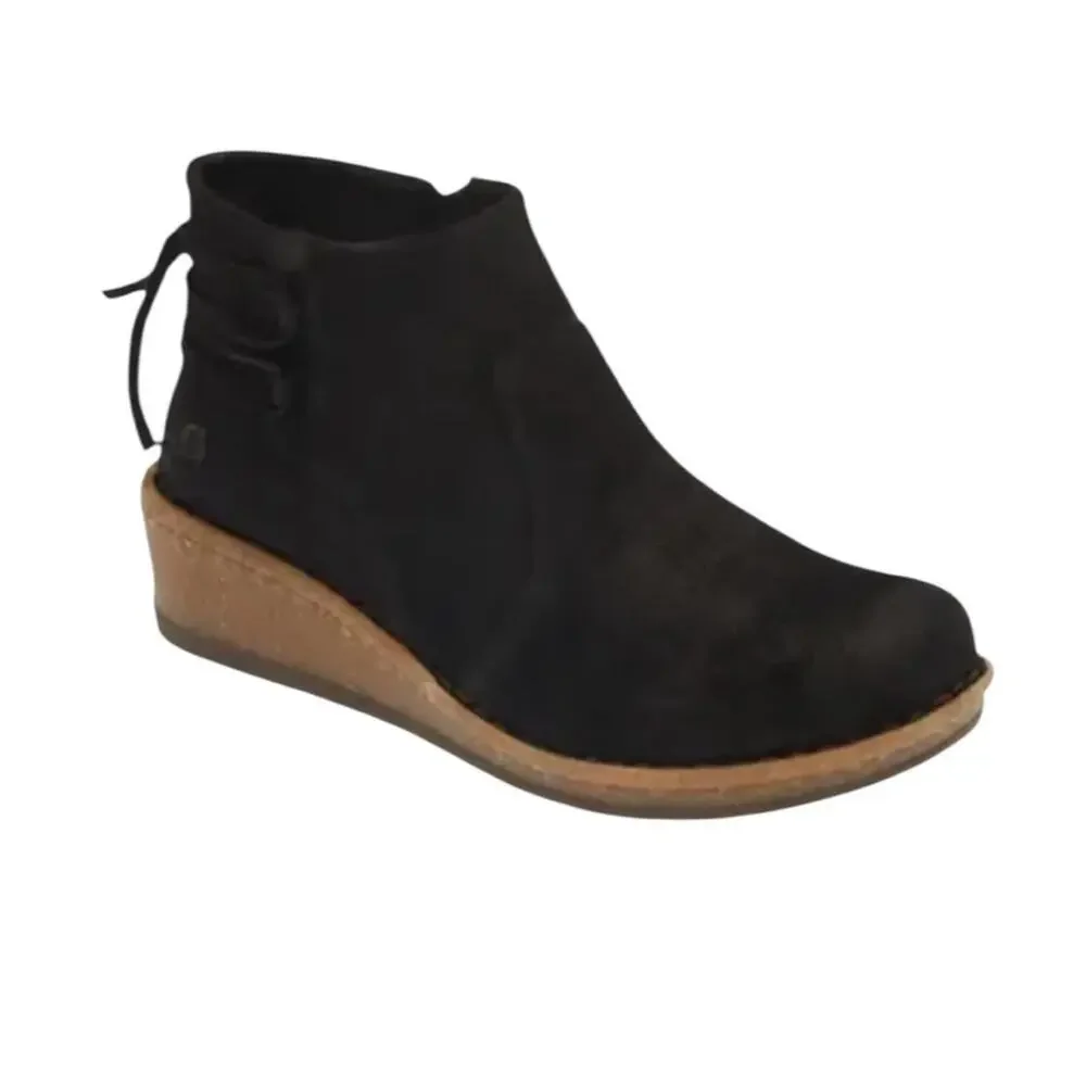 NWOT Born Viana Leather Black Wedge Suede Booties – Sz 9M